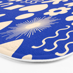 Natural Miscellany Pattern in Bright Blue and Cream Bath Mat Gallery Image 3