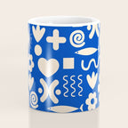 Natural Miscellany Pattern in Bright Blue and Cream Coffee Mug Gallery Image 4