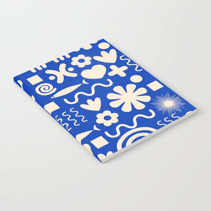 Natural Miscellany Pattern in Bright Blue and Cream Notebook Gallery Image 2
