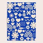 Natural Miscellany Pattern in Bright Blue and Cream Poster Gallery Image 4