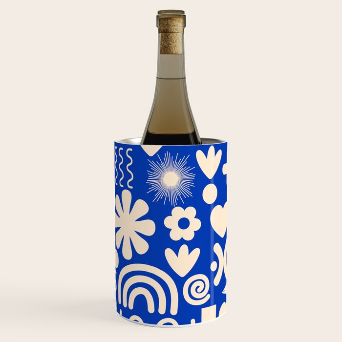 Natural Miscellany Pattern in Bright Blue and Cream Wine Chiller Gallery Image 2