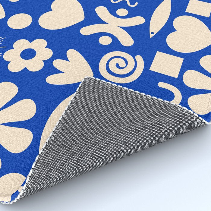 Natural Miscellany Pattern in Bright Blue and Cream Rug Gallery Image 4
