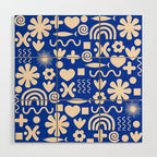 Natural Miscellany Pattern in Bright Blue and Cream Wood Wall Art Gallery Image 1