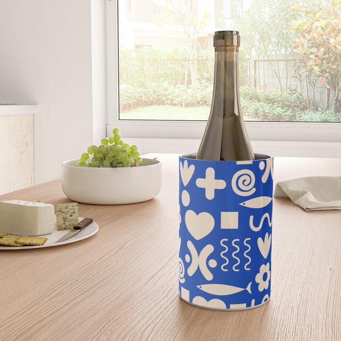 Natural Miscellany Pattern in Bright Blue and Cream Wine Chiller Gallery Image 4