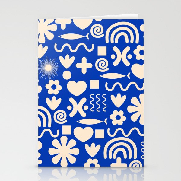 Natural Miscellany Pattern in Bright Blue and Cream Stationery Card Gallery Image 1