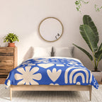 Natural Miscellany Pattern in Bright Blue and Cream Comforter Gallery Image 3