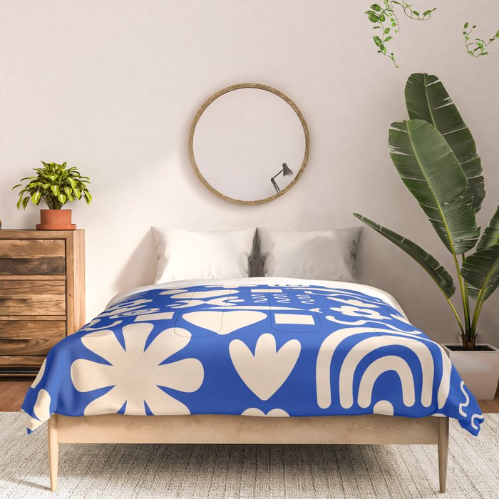 Natural Miscellany Pattern in Bright Blue and Cream Comforter Gallery Image 3