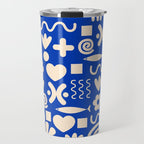 Natural Miscellany Pattern in Bright Blue and Cream Travel Mug Gallery Image 1