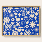 Natural Miscellany Pattern in Bright Blue and Cream Serving Tray Gallery Image 1