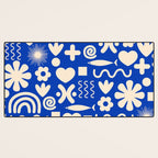 Natural Miscellany Pattern in Bright Blue and Cream Desk Mat Gallery Image 3