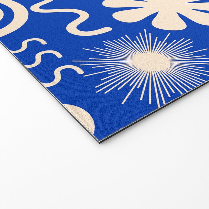 Natural Miscellany Pattern in Bright Blue and Cream Welcome Mat Gallery Image 2