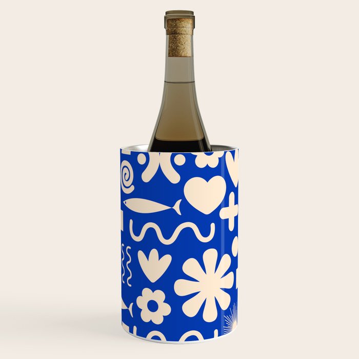 Natural Miscellany Pattern in Bright Blue and Cream Wine Chiller Gallery Image 3