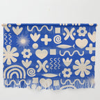 Natural Miscellany Pattern in Bright Blue and Cream Wall Hanging Gallery Image 1