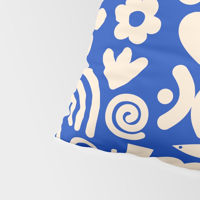 Natural Miscellany Pattern in Bright Blue and Cream Pillow Sham Gallery Image 4