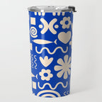Natural Miscellany Pattern in Bright Blue and Cream Travel Mug Gallery Image 2