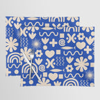 Natural Miscellany Pattern in Bright Blue and Cream Placemat Gallery Image 1