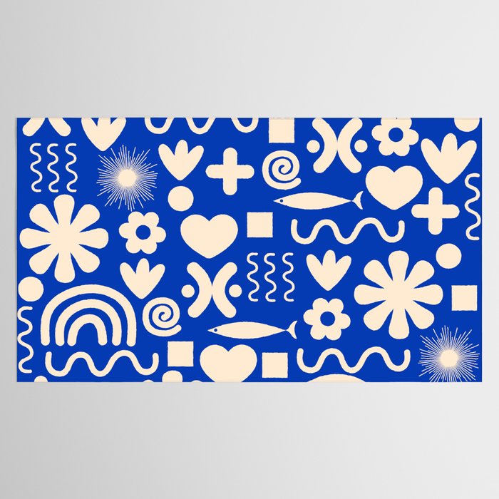 Natural Miscellany Pattern in Bright Blue and Cream Tablecloth Gallery Image 2