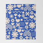 Natural Miscellany Pattern in Bright Blue and Cream Throw Blanket Gallery Image 2