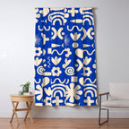 Natural Miscellany Pattern in Bright Blue and Cream Window Curtain Gallery Image 5