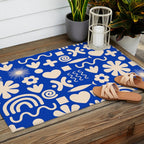 Natural Miscellany Pattern in Bright Blue and Cream Outdoor Rug Gallery Image 2