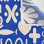 Natural Miscellany Pattern in Bright Blue and Cream Wall Tapestry Gallery Image 3