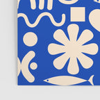 Natural Miscellany Pattern in Bright Blue and Cream Poster Gallery Image 3