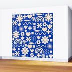 Natural Miscellany Pattern in Bright Blue and Cream Wall Mural Gallery Image 2