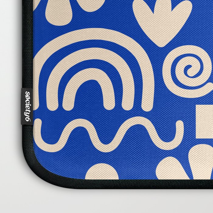 Natural Miscellany Pattern in Bright Blue and Cream Laptop Sleeve Gallery Image 3