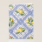 Mediterranean citrus, lemons on blue ceramic tiles Stationery Card Gallery Image 2