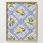 Mediterranean citrus, lemons on blue ceramic tiles Serving Tray Gallery Image 1
