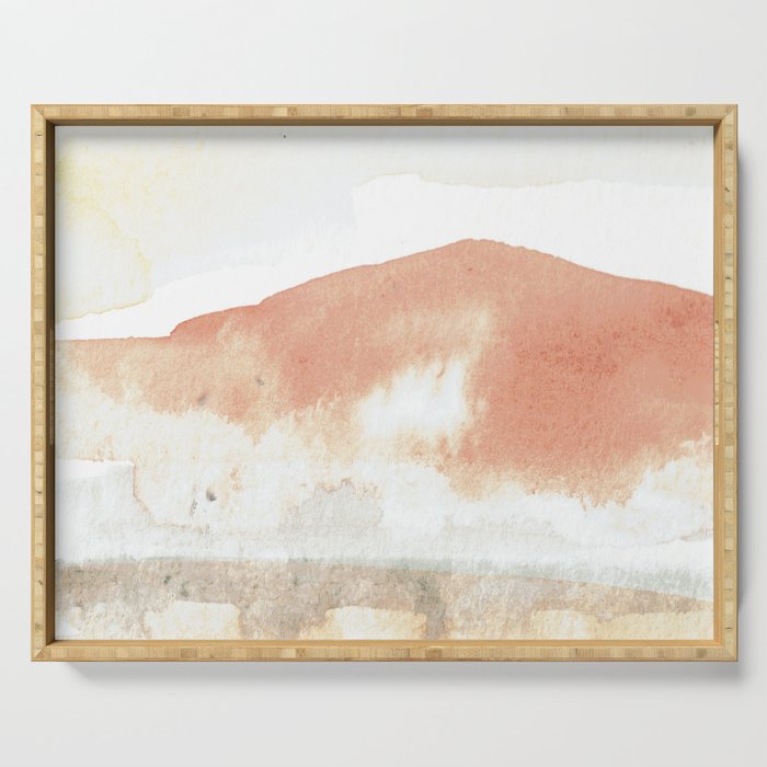 Terra Cotta Hills Abstract Desert Mountain Landsape with Watercolor Serving Tray Gallery Image 1