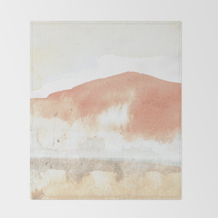 Terra Cotta Hills Abstract Desert Mountain Landsape with Watercolor Throw Blanket Gallery Image 2