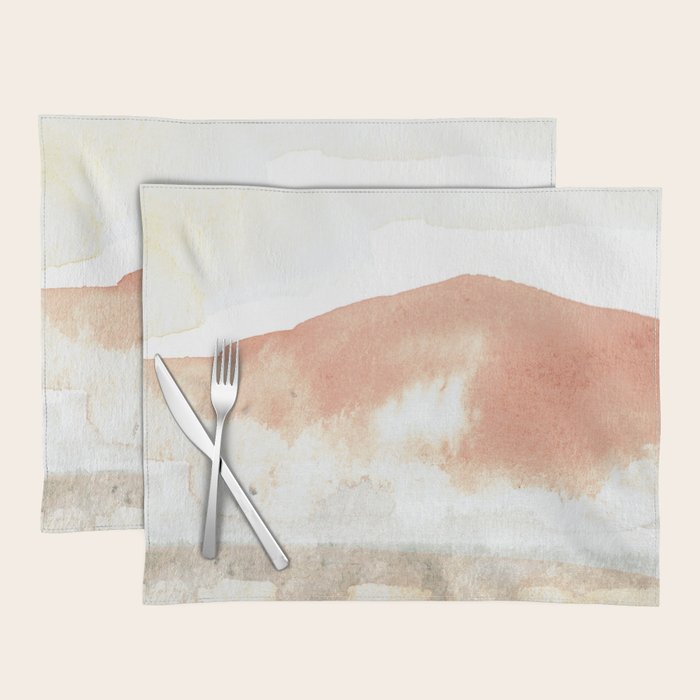 Terra Cotta Hills Abstract Desert Mountain Landsape with Watercolor Placemat Gallery Image 1