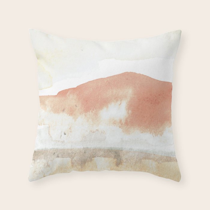 Terra Cotta Hills Abstract Desert Mountain Landsape with Watercolor Throw Pillow Gallery Image 6