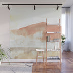 Terra Cotta Hills Abstract Desert Mountain Landsape with Watercolor Wall Mural Gallery Image 1