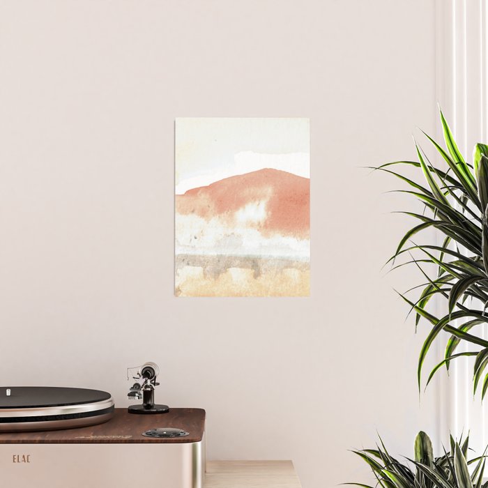 Terra Cotta Hills Abstract Desert Mountain Landsape with Watercolor Poster Gallery Image 2