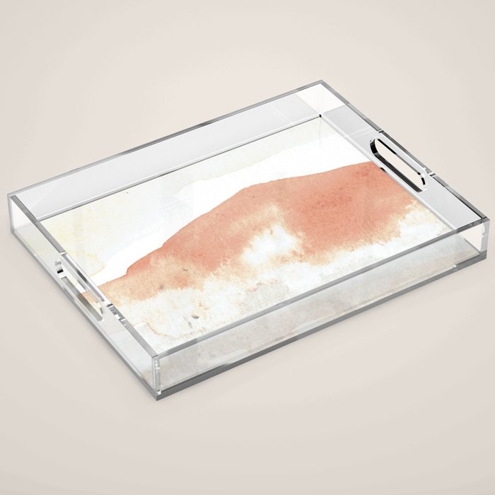 Terra Cotta Hills Abstract Desert Mountain Landsape with Watercolor Acrylic Tray Gallery Image 1