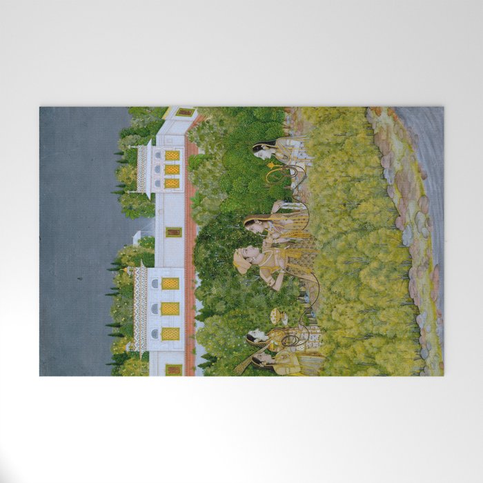 Prince and Ladies in a Garden  Nidha Mal Indian Welcome Mat Gallery Image 1