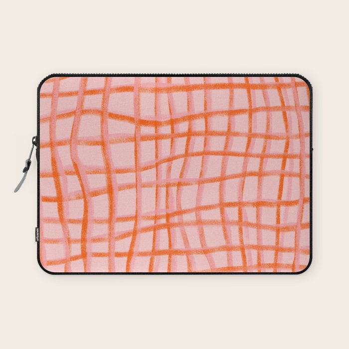 Modern abstract red and pink grids  Laptop Sleeve Gallery Image 1