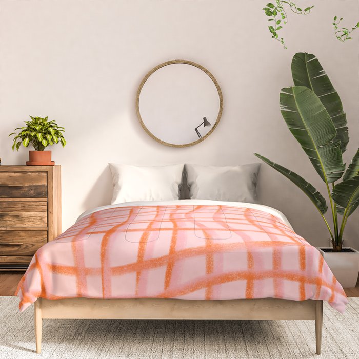 Modern abstract red and pink grids  Comforter Gallery Image 3