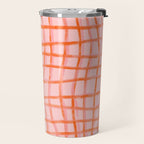 Modern abstract red and pink grids  Travel Mug Gallery Image 2