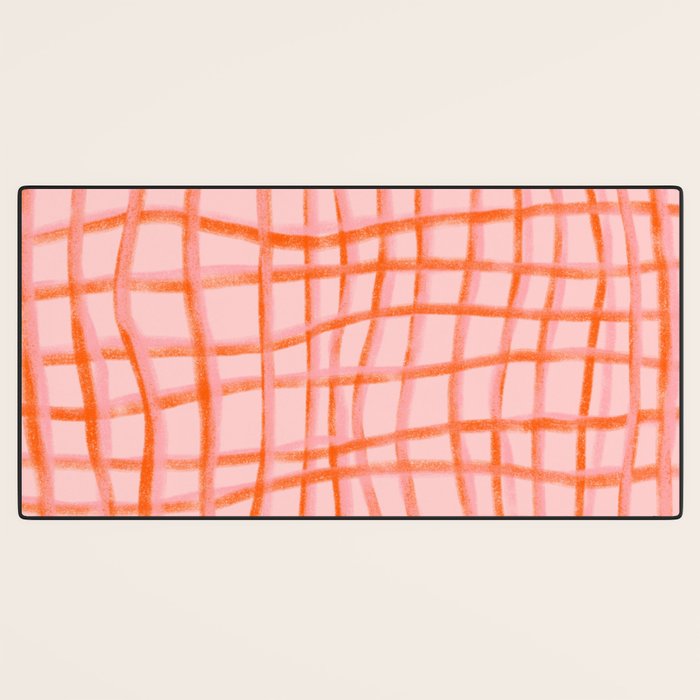 Modern abstract red and pink grids  Desk Mat Gallery Image 3