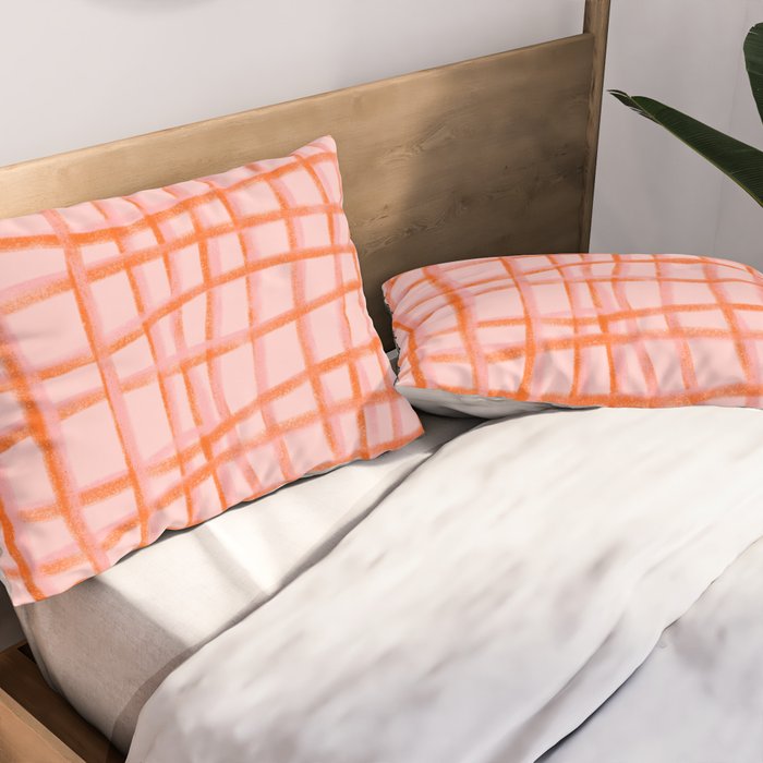 Modern abstract red and pink grids  Pillow Sham Gallery Image 2