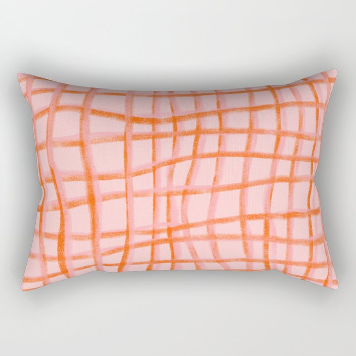 Modern abstract red and pink grids  Rectangular Pillow Gallery Image 1