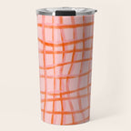 Modern abstract red and pink grids  Travel Mug Gallery Image 1