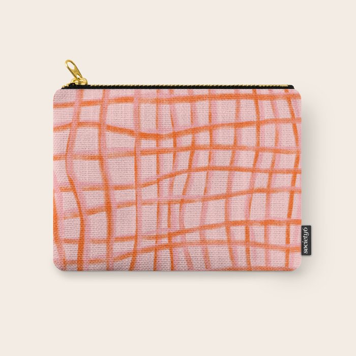 Modern abstract red and pink grids  Carry All Pouch Gallery Image 1