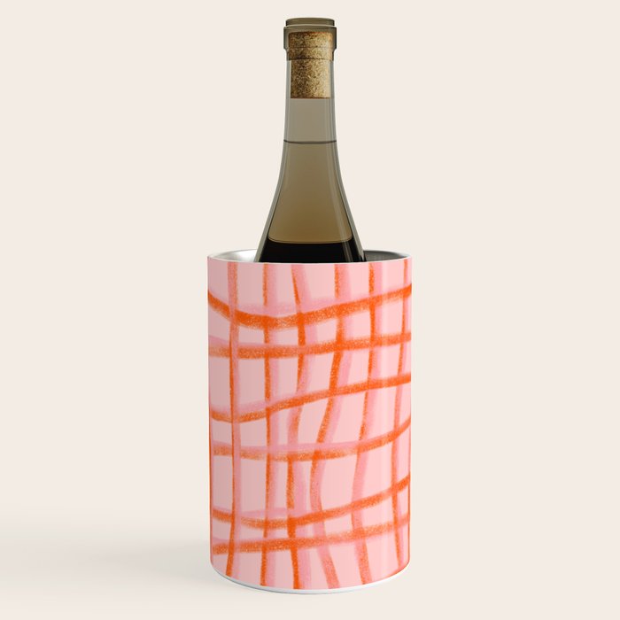 Modern abstract red and pink grids  Wine Chiller Gallery Image 1