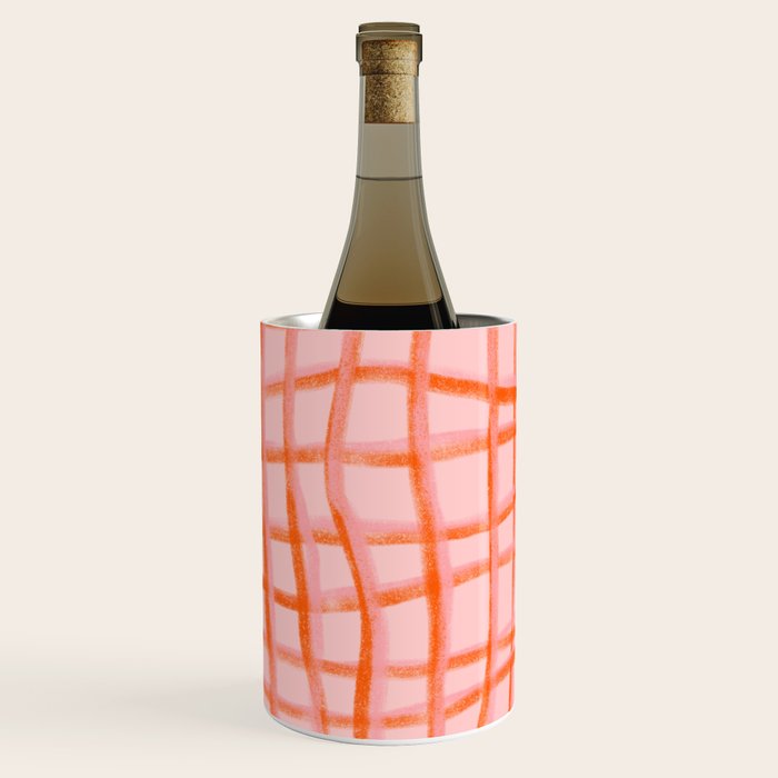 Modern abstract red and pink grids  Wine Chiller Gallery Image 2