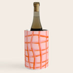 Modern abstract red and pink grids  Wine Chiller Gallery Image 2