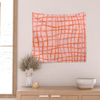 Modern abstract red and pink grids  Wall Tapestry Gallery Image 2